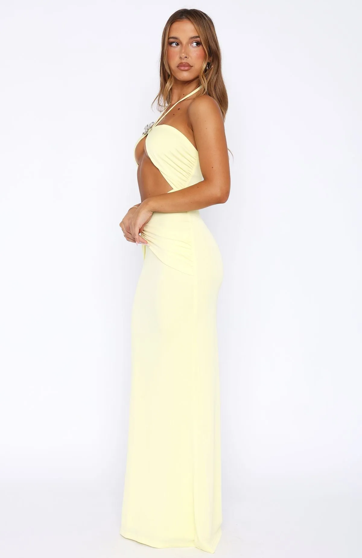 Perfect Waist Don't Take Too Long Maxi Dress Lemon