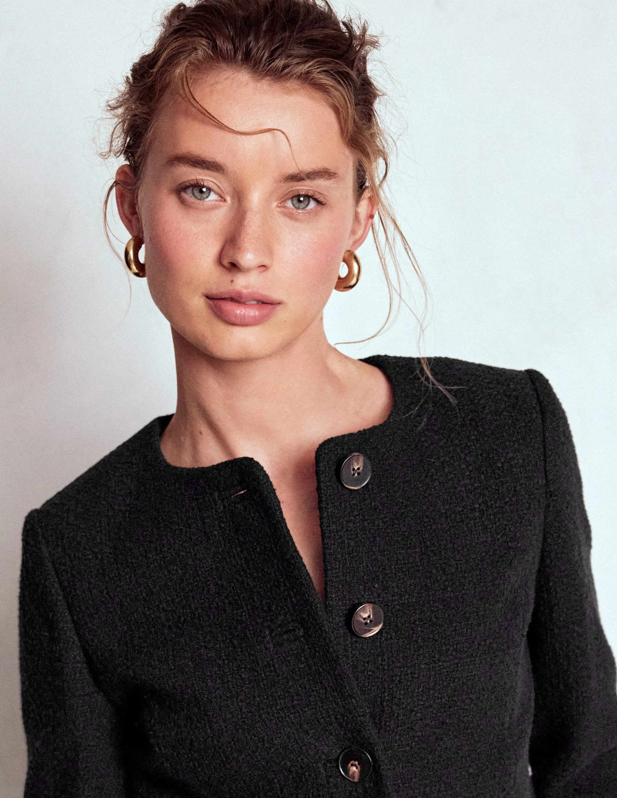 Hampstead Textured Blazer-Black No Roll Collar Technology