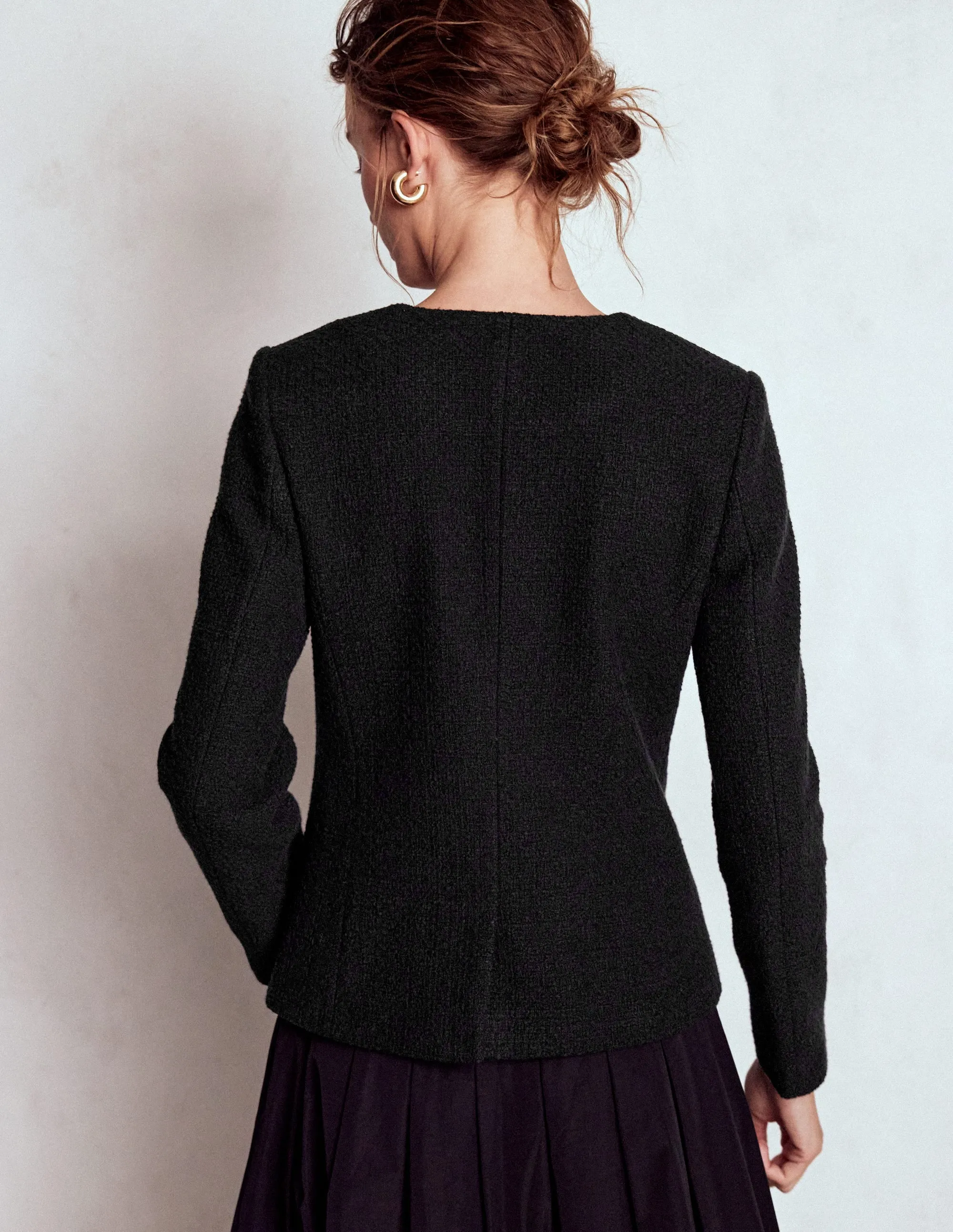 Crisp Detail Hampstead Textured Blazer-Black