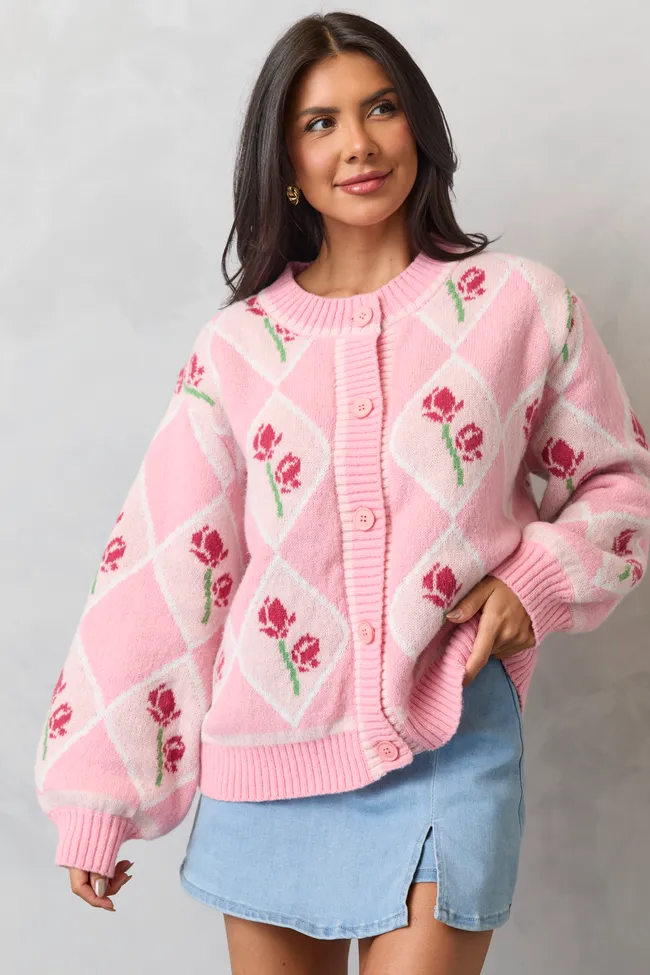 Donna Rose Argyle Cardigan Rich Tone