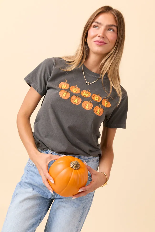 Howdy Fall Pumpkin Dark Grey Graphic Tee Date Vibe