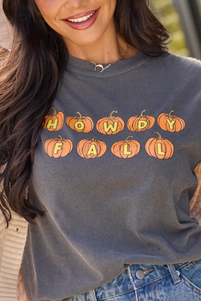Handmade Fit Howdy Fall Pumpkin Dark Grey Graphic Tee