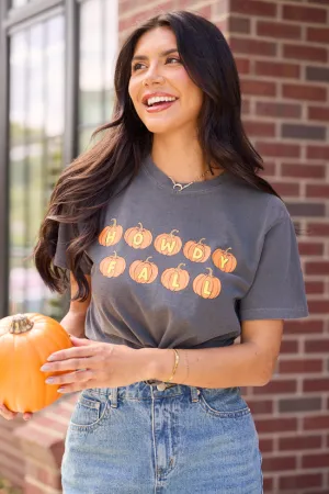 Howdy Fall Pumpkin Dark Grey Graphic Tee VentilatedMesh