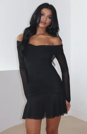 All Time Fit Dreaming Of Yesterday Long Sleeve Mini Dress Black