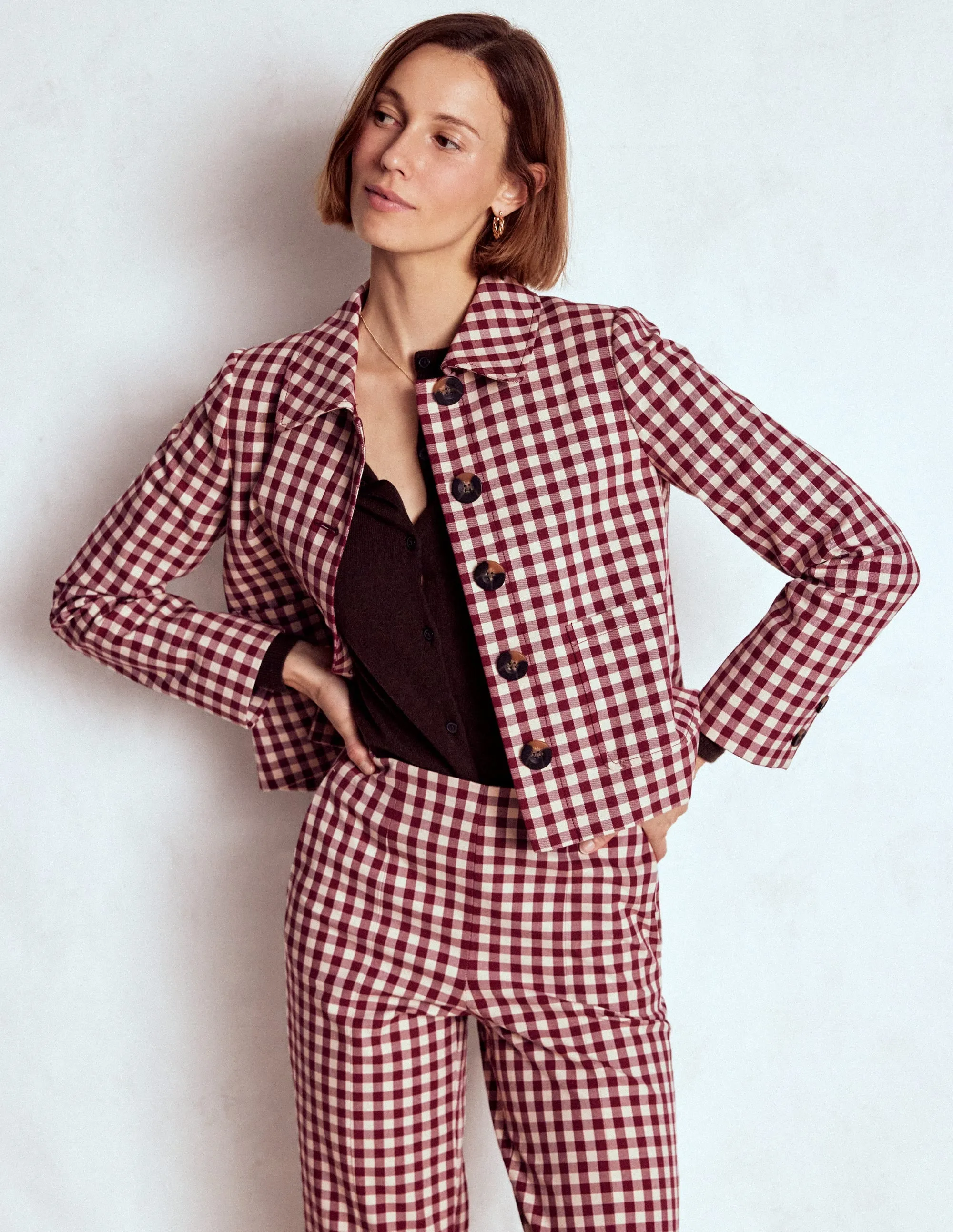 Mold Resistant Coating Knightsbridge Gingham Jacket-Chestnut Gingham