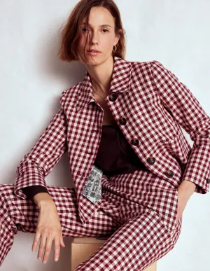 windproof Lightweight Windbreaker Tech Knightsbridge Gingham Jacket-Chestnut Gingham