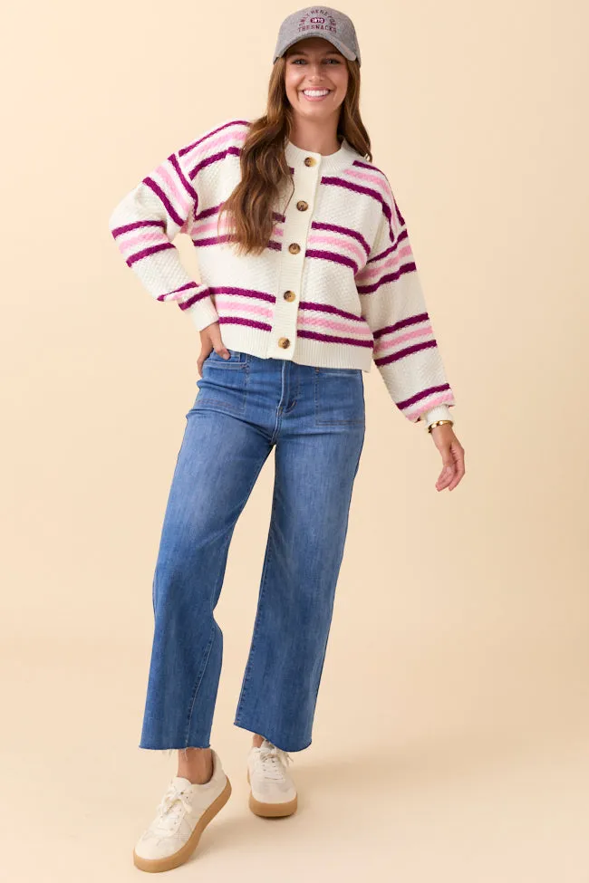 HygroscopicFiber Lannie Plum and Pink Striped Cardigan