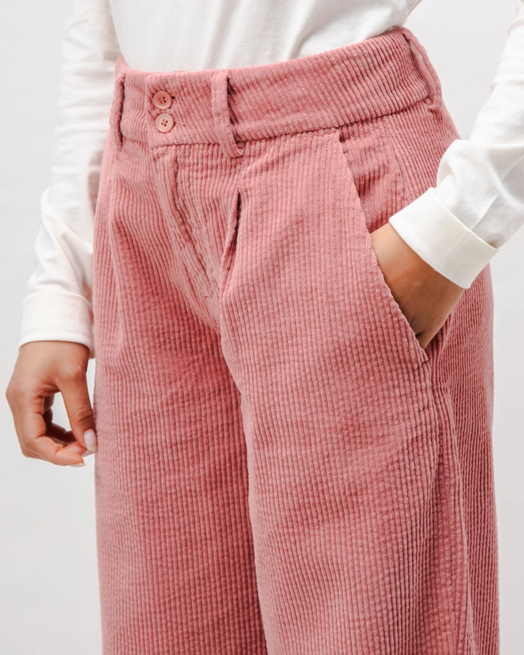 Corduroy Pleated Pants Rose Comfy Style