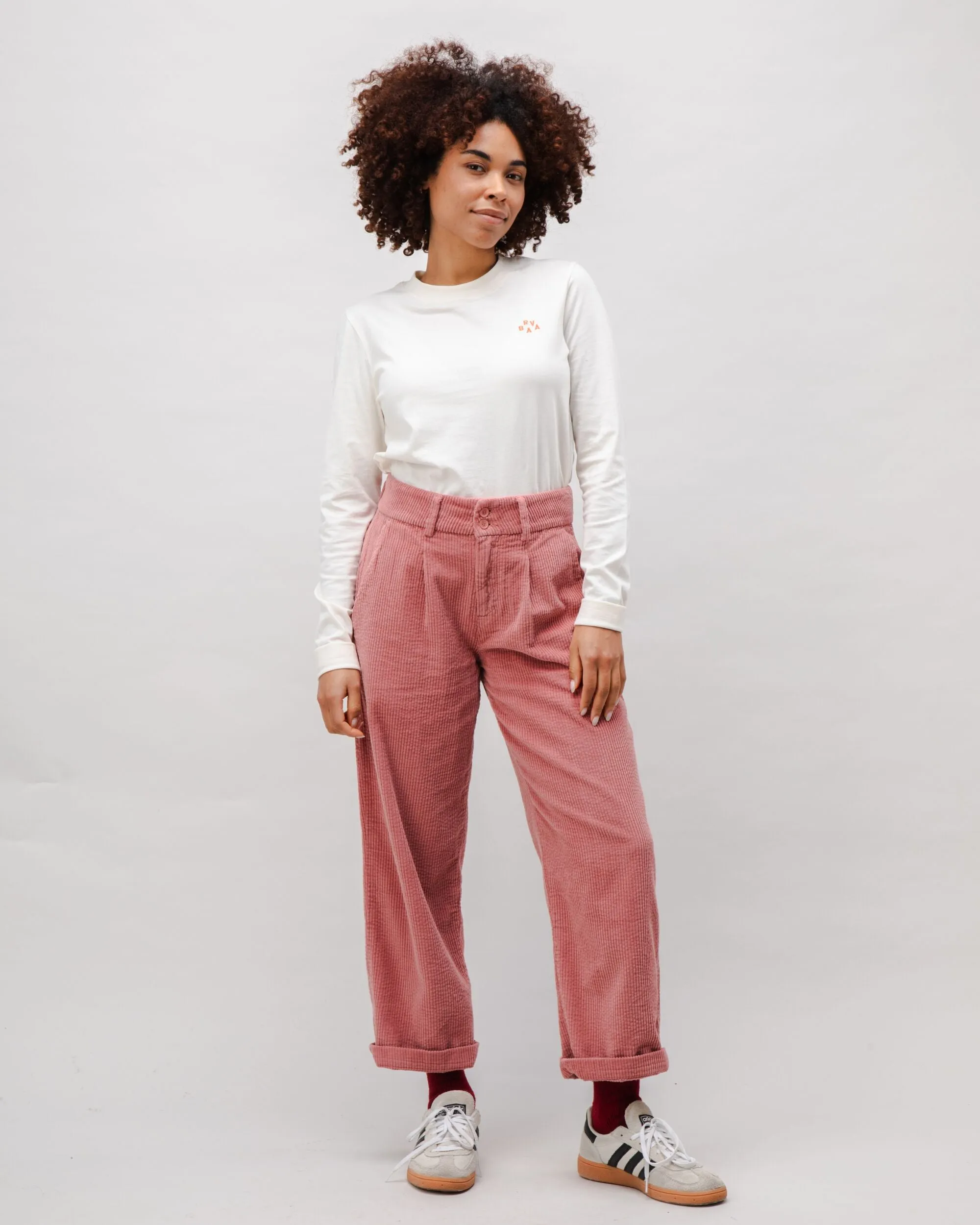 ExpandableSidePanels Corduroy Pleated Pants Rose