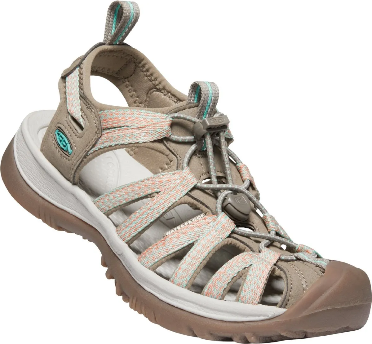 Keen Women's Whisper Taupe/Coral Stage Day Foot Shape