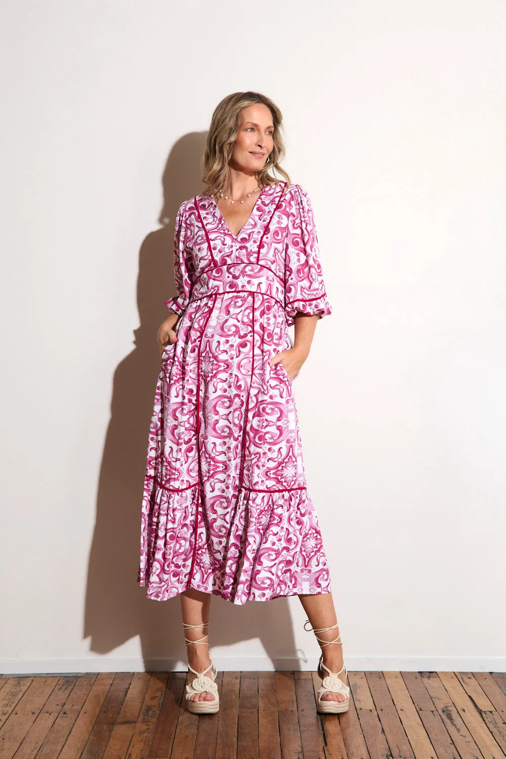 Soft Wear Aurora Panelled Dress in Mulberry Bijou