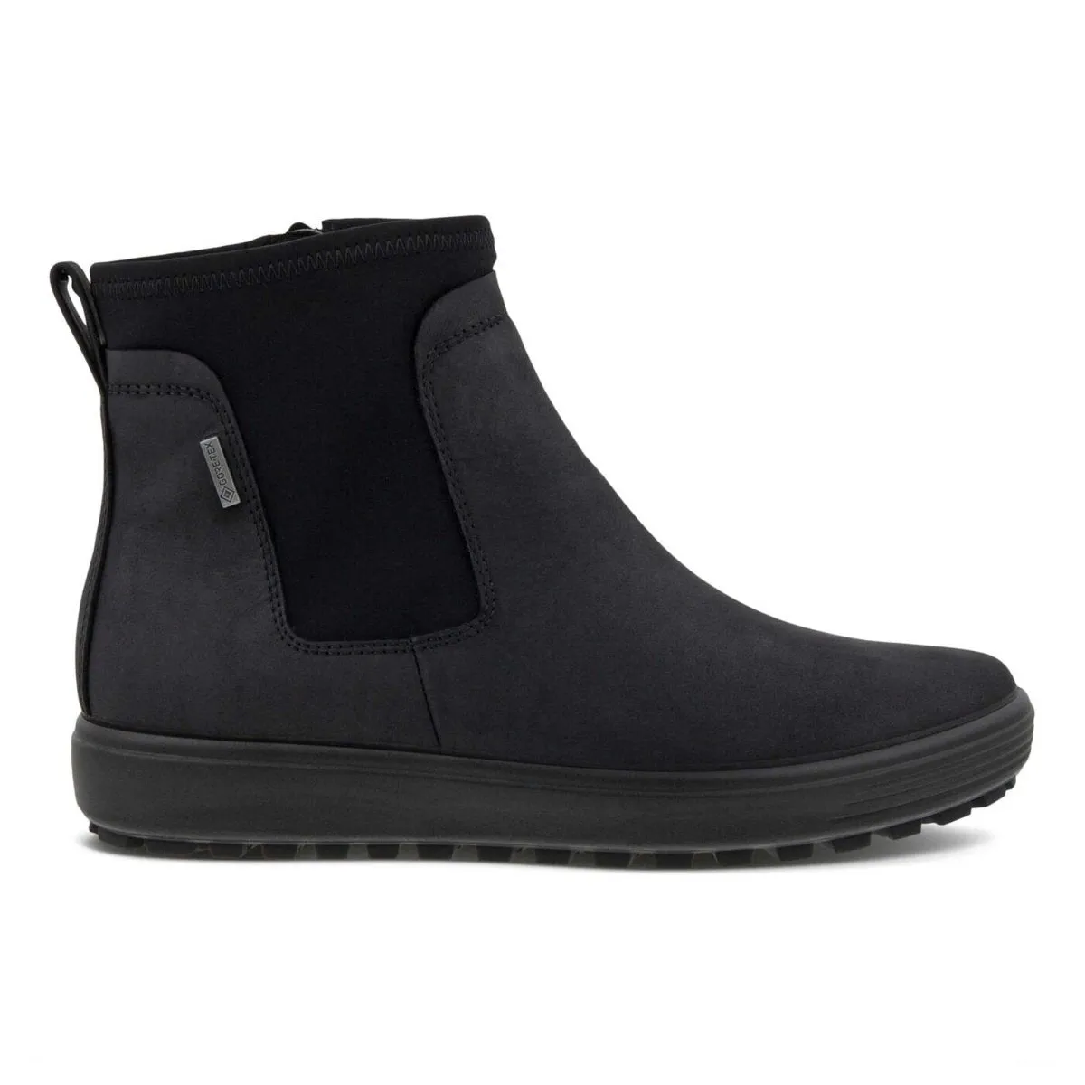 City Friendly Platform Sole Ecco Women's Soft 7 Tred Chelsea Black Nubuck Gore-Tex Waterproof