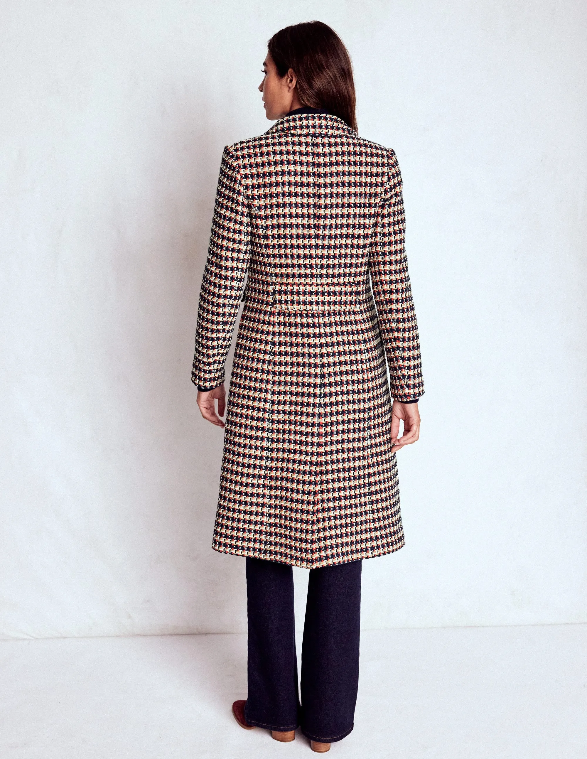 City Wear Pocket Detail Coat-Camel, Navy Red