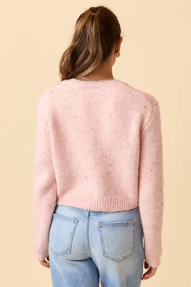 Group Mood Dottie Pink Cropped V-Neck Sweater
