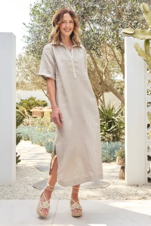 Ella Linen Dress in Natural Hot Now Comfortable and Chic
