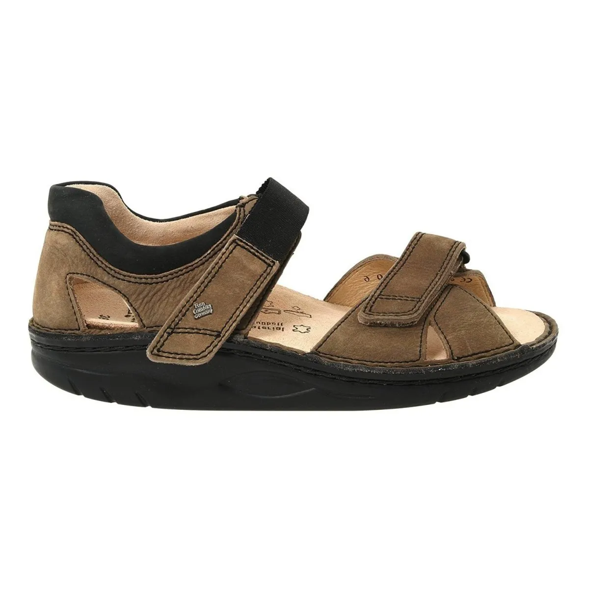 Finn Comfort Women's Samara Mud/Black Buc Microfiber Lining Technology