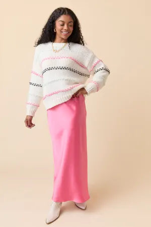 Skyler Ivory Multi Stripe Pullover Sharp Line