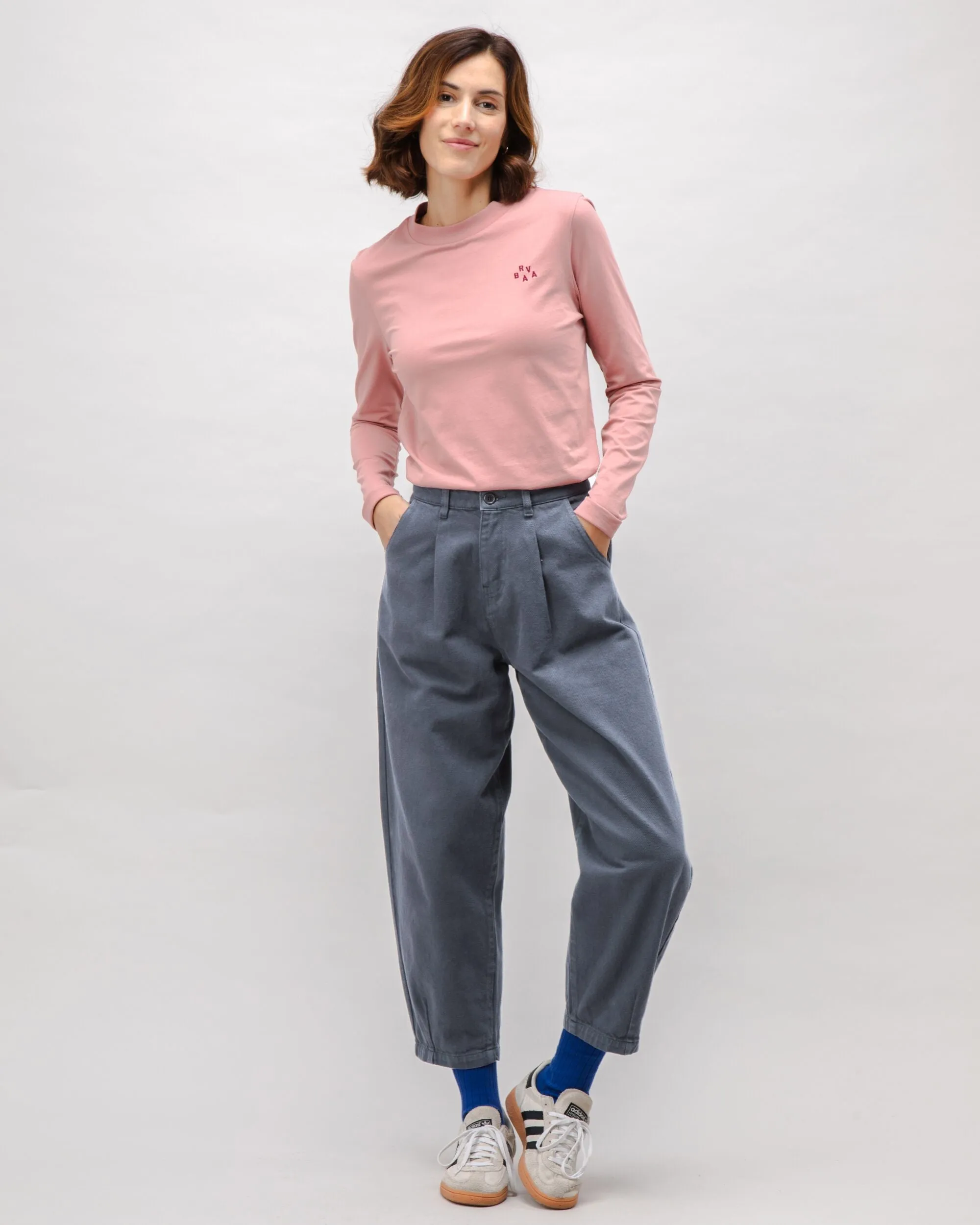 Pegged Cotton Twill Pants Dark Grey Core Fit Design Light support