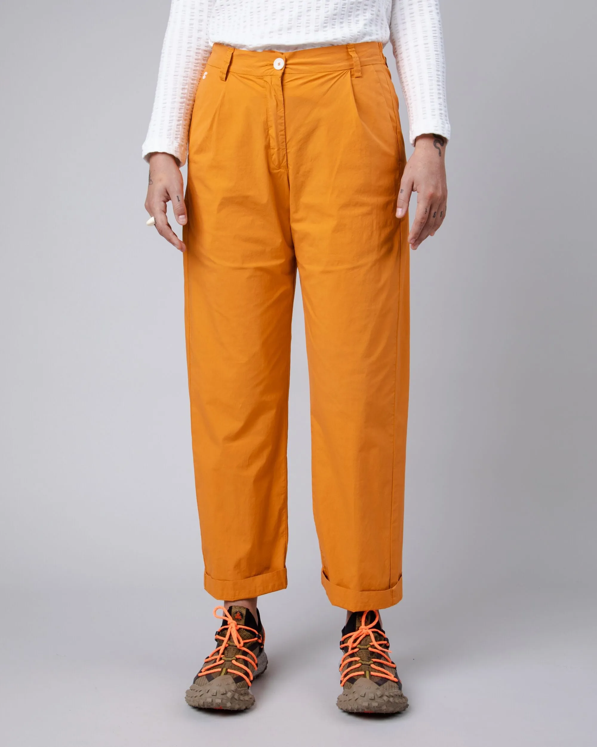 Elastic Pleated Chino Pants Yellow Core Movement Mid Rise