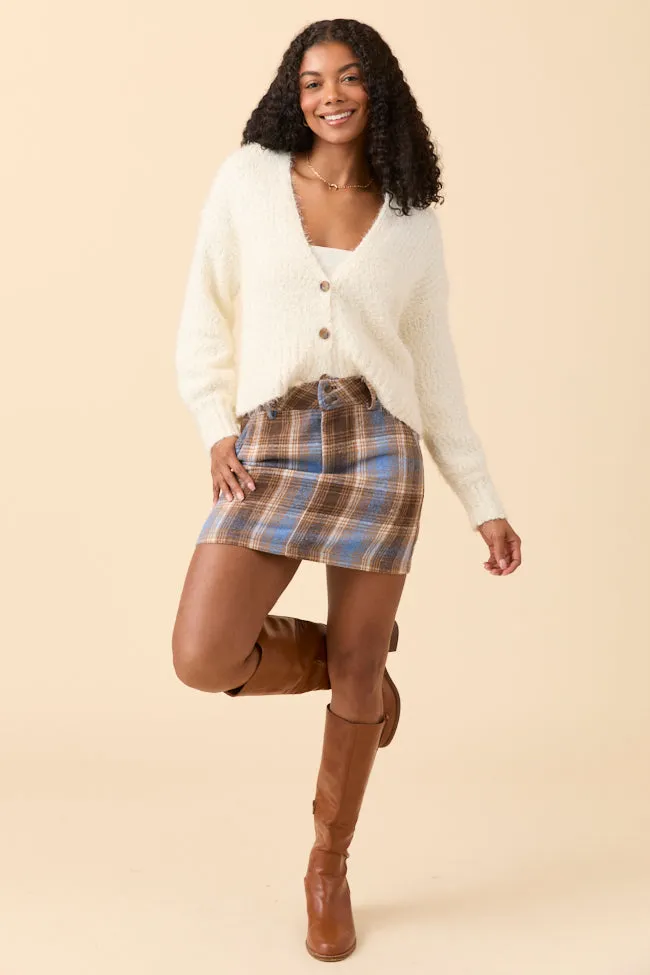 Jannie Ivory Puff Sleeve Cropped Cardigan Adjustable Waistbands