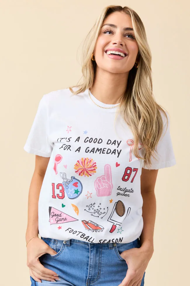 Gameday Icons White Graphic Tee Emily Fauver X Pink Lily Lounge Gear BiasCut Trims