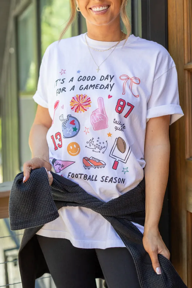 DoubleStitched Seams Sporty Gear Gameday Icons White Graphic Tee Emily Fauver X Pink Lily