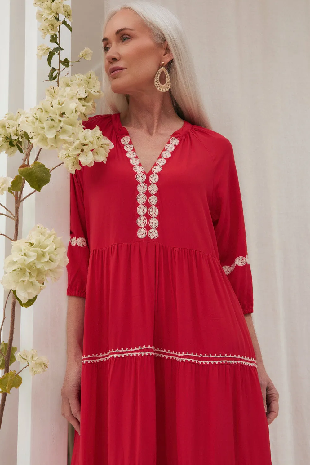 Savannah Tiered Dress in Old Lace Quick Fit All Season