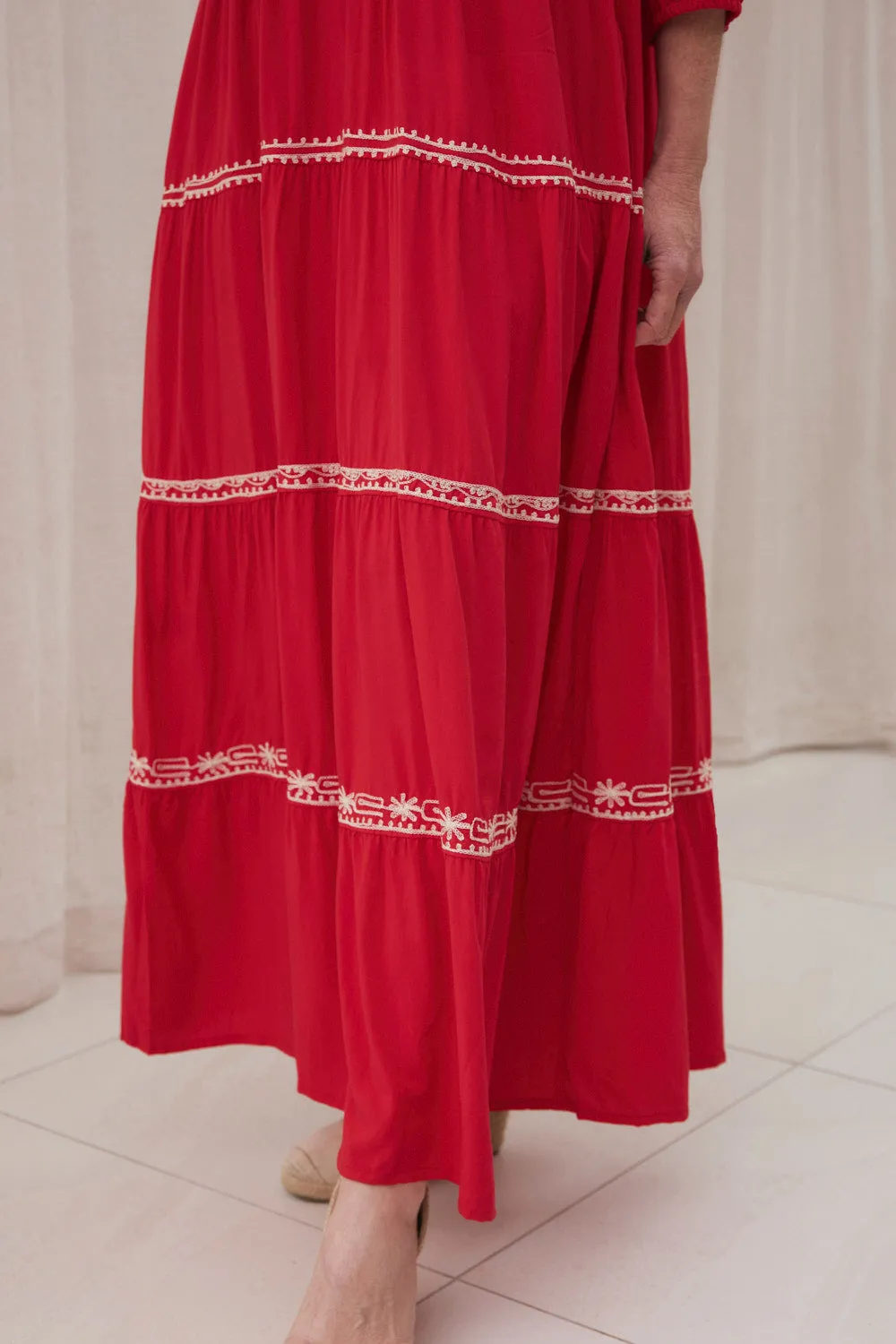 Romantic-Style Savannah Tiered Dress in Old Lace