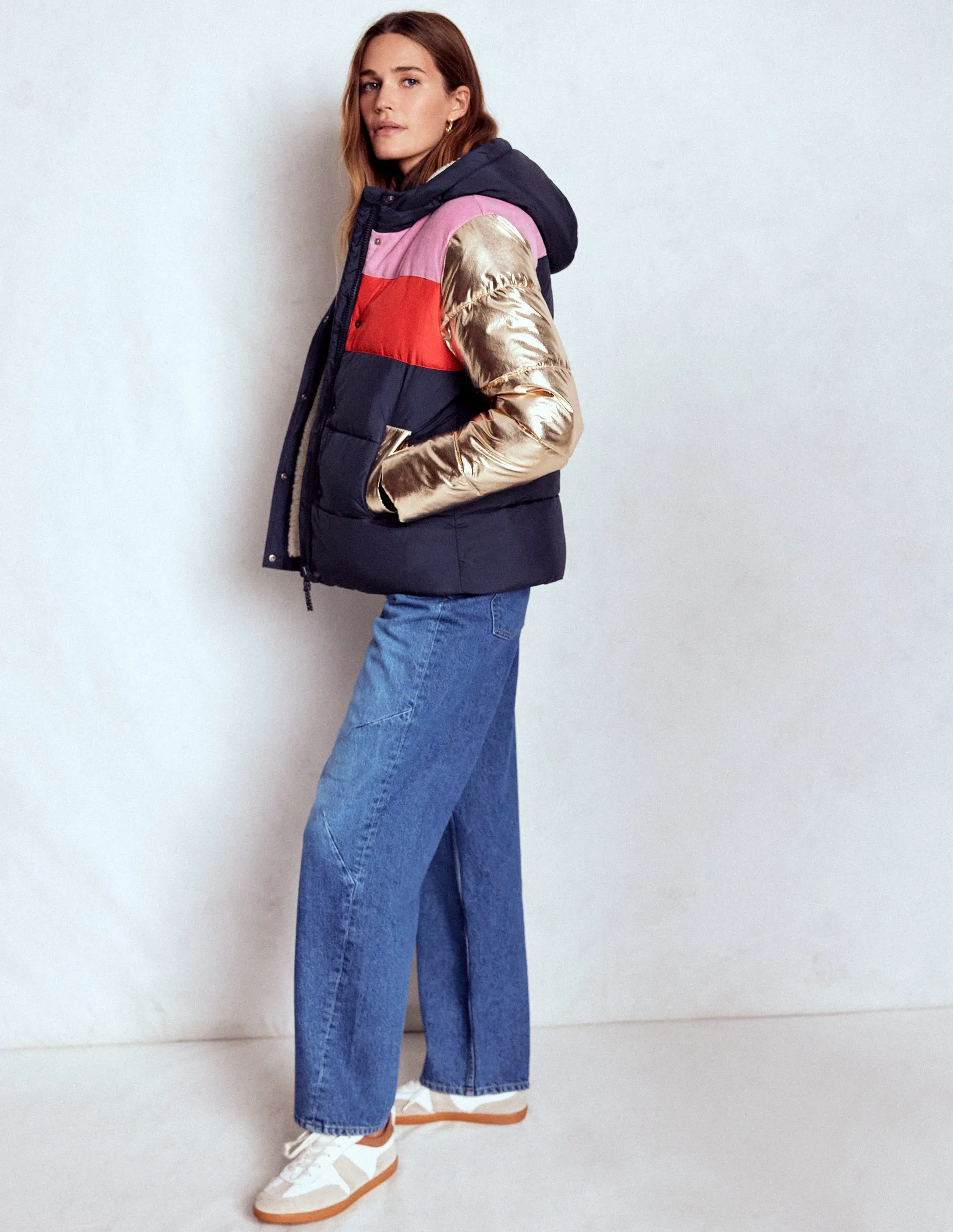 Padded Puffer Coat-Navy, Colourblock Weather Friendly