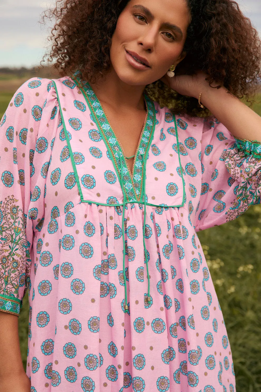 Textured Layers Cairo Boho Dress in Shalimar