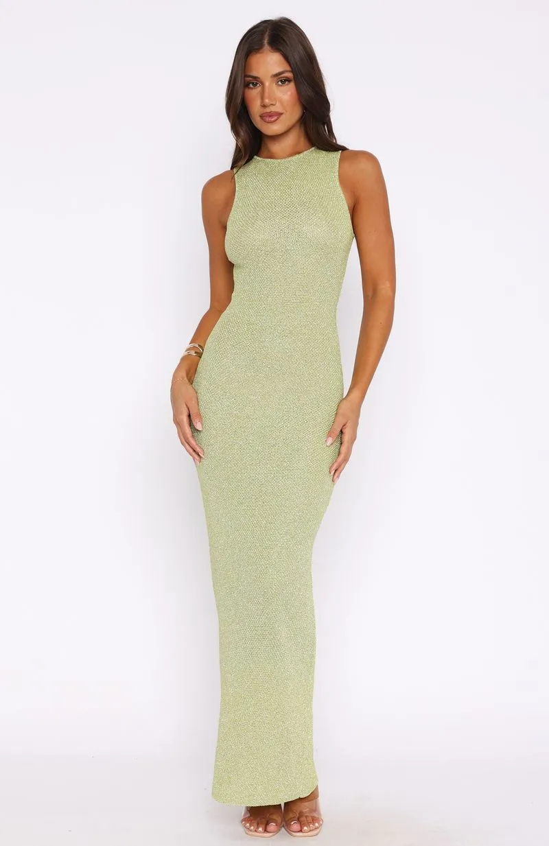 At Dusk Knit Maxi Dress Apple Layered Look Effortless Mood