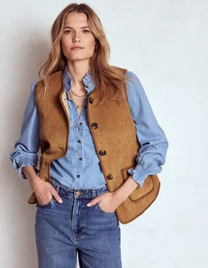 High Visibility Trim Clerkenwell Reversible Gilet-Hazelnut Brown, Natural