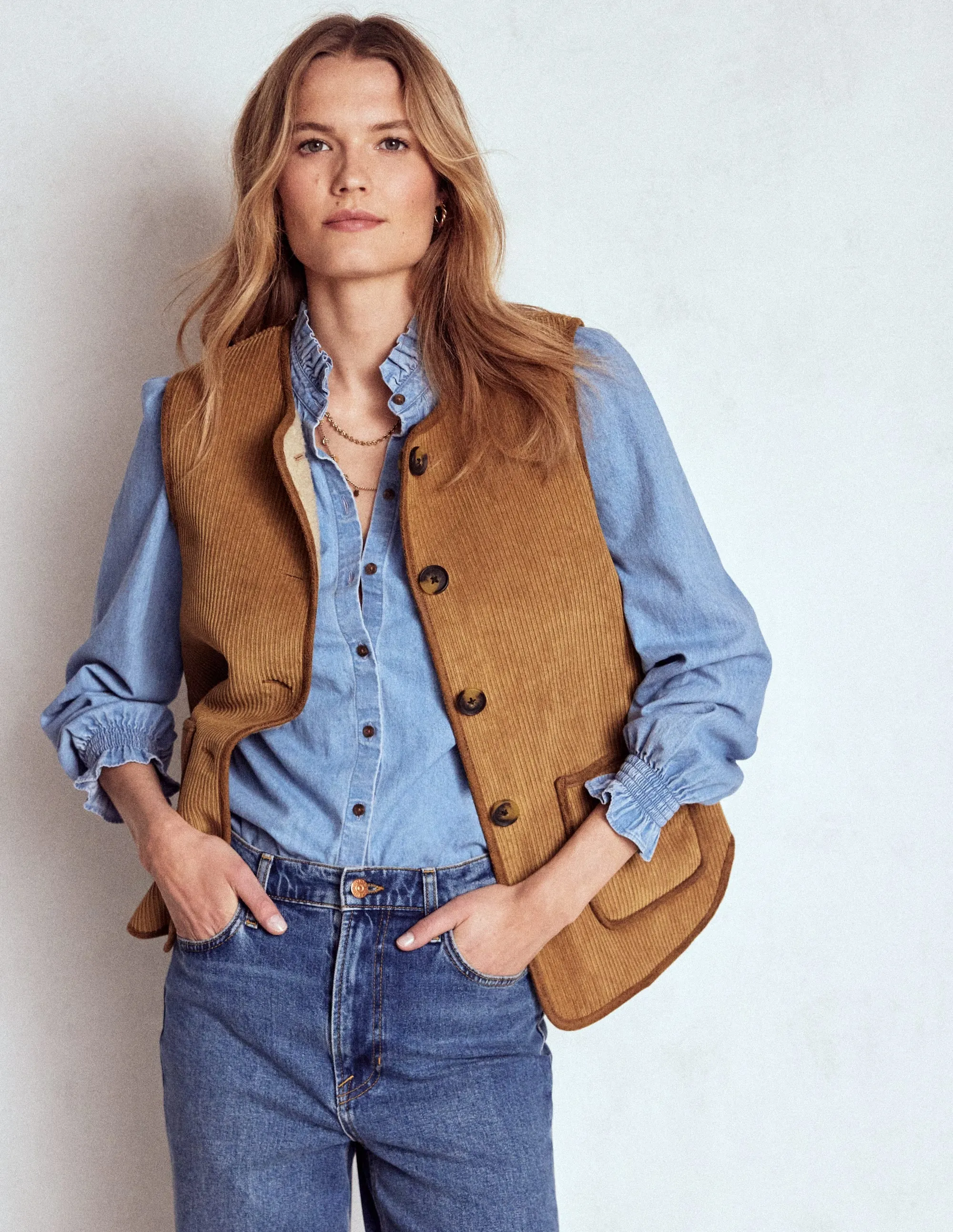 High Visibility Trim Clerkenwell Reversible Gilet-Hazelnut Brown, Natural