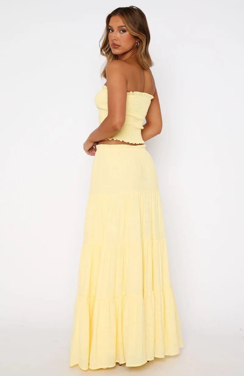 Spring Garden Flattering Cut Prove Me Right Maxi Skirt Lemon