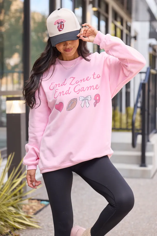Professional Fit End Zone To End Game Light Pink Graphic Sweatshirt