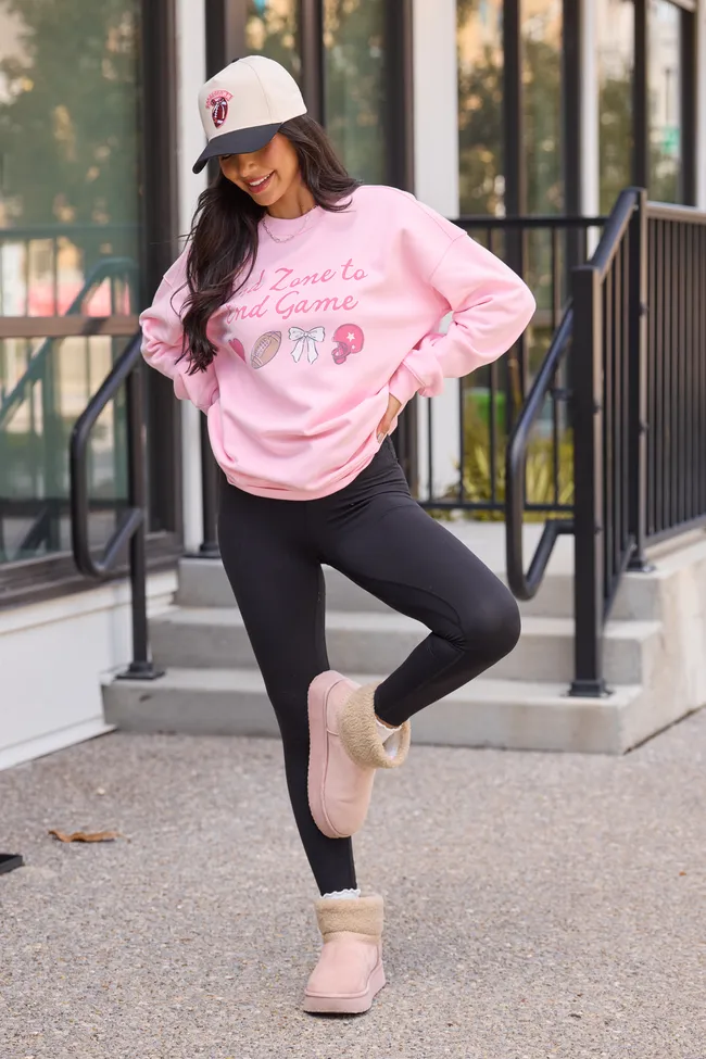 End Zone To End Game Light Pink Graphic Sweatshirt Smooth Yarn