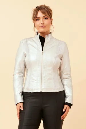 ExpandableSideGussets Abrasion Resistant Panels BECKY VEGAN LEATHER BIKER JACKET