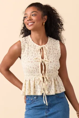 Lean Glow Luciana Floral Front Tie Top