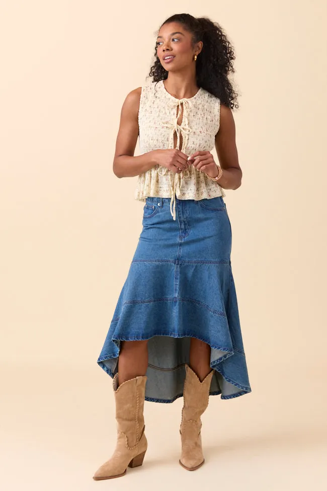 Luciana Floral Front Tie Top Vintage Style