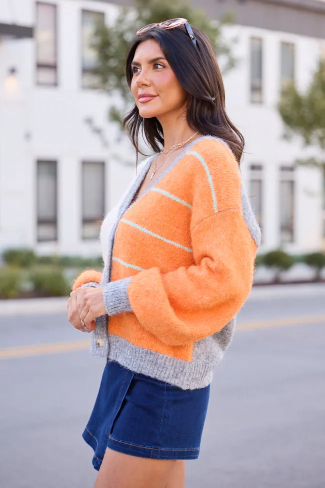 Ashley Orange and Grey Striped Cardigan SALE Fresh Glow Flexible Apparel