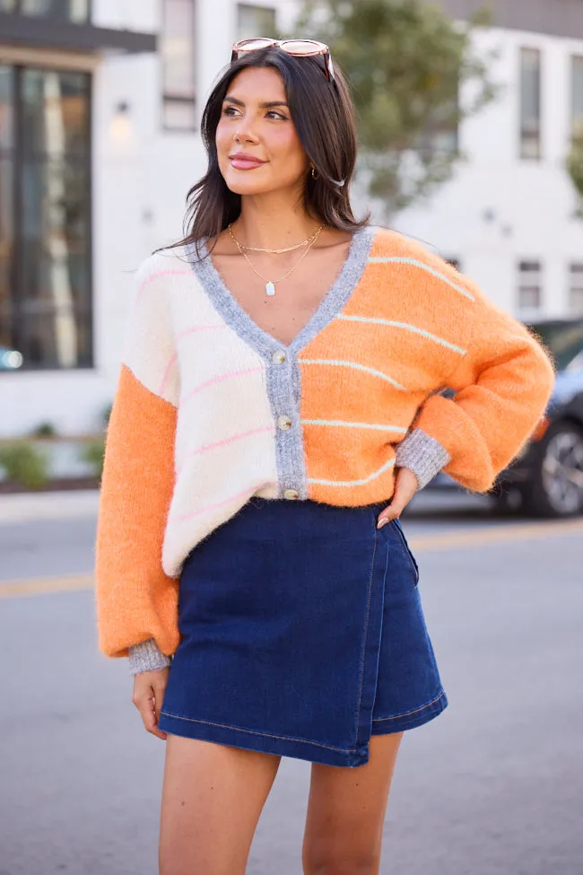 Ashley Orange and Grey Striped Cardigan SALE HeatReflective Lining