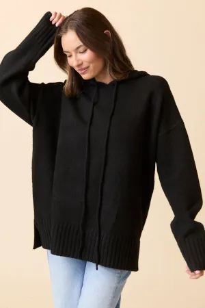 Etta Black Hooded Sweater Casual Trousers Antibacterial lining