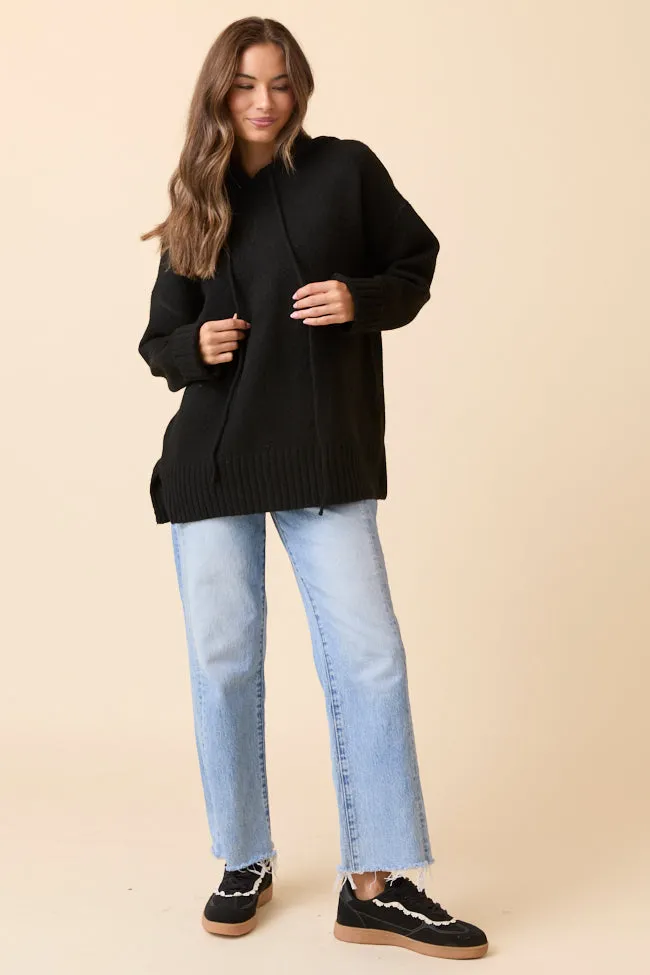 Raw Linen Etta Black Hooded Sweater