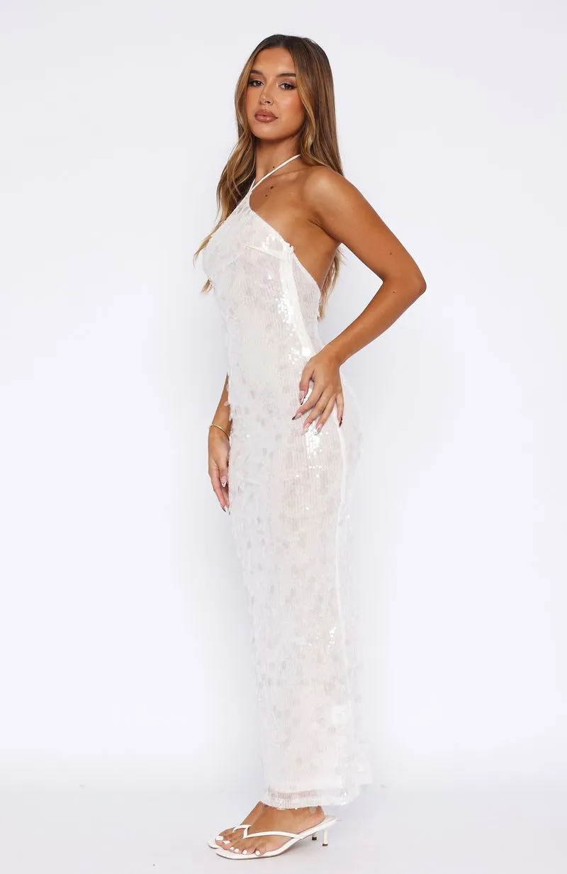 Vacation Outfit Dedication Sequin Maxi Dress White