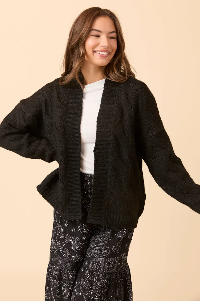 Poppy Black Cable Knit Cardigan Comfortable Shorts