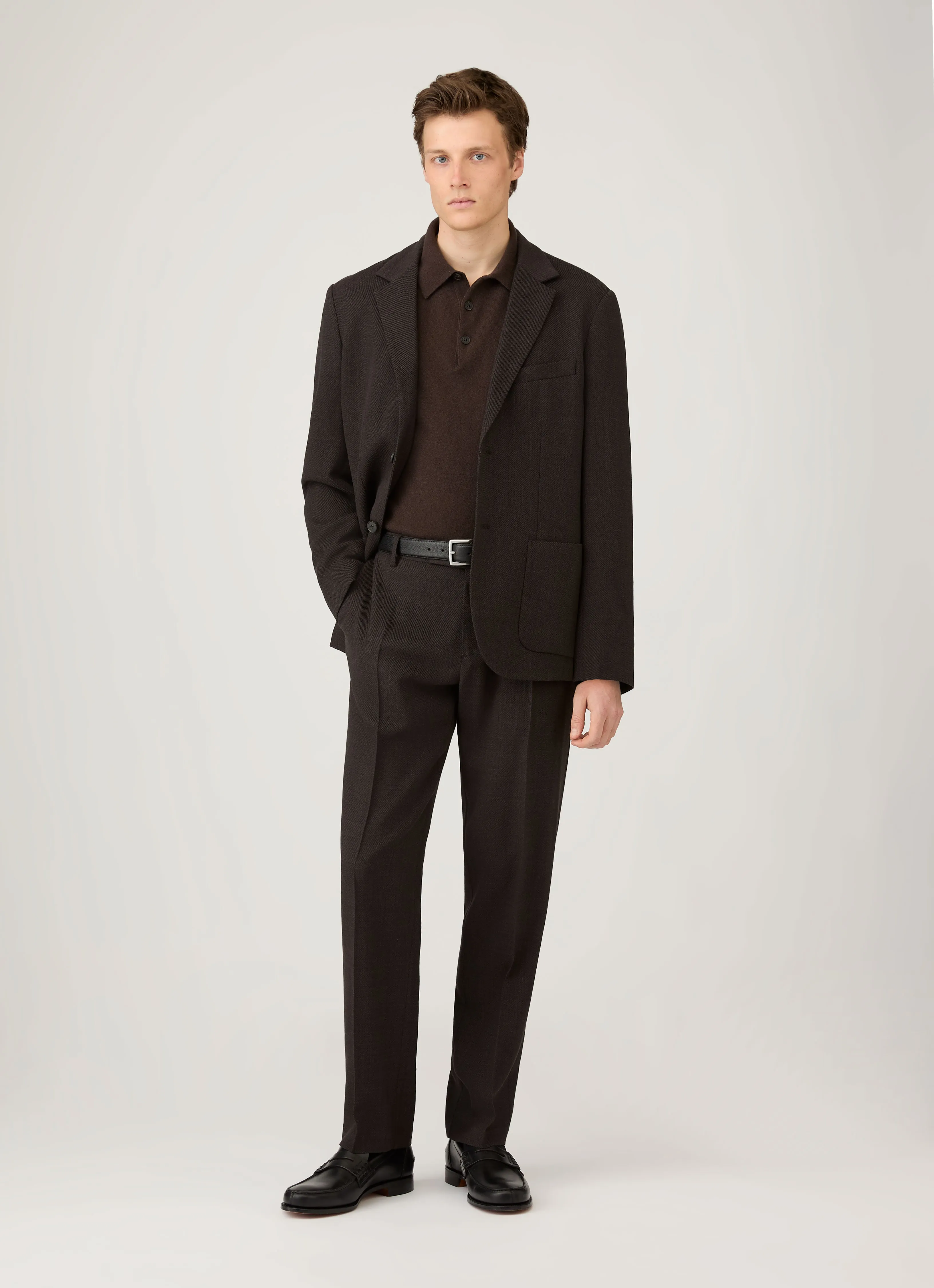 NonRestrictiveCut Cool Design Men's Cashmere Polo Shirt in Truffle