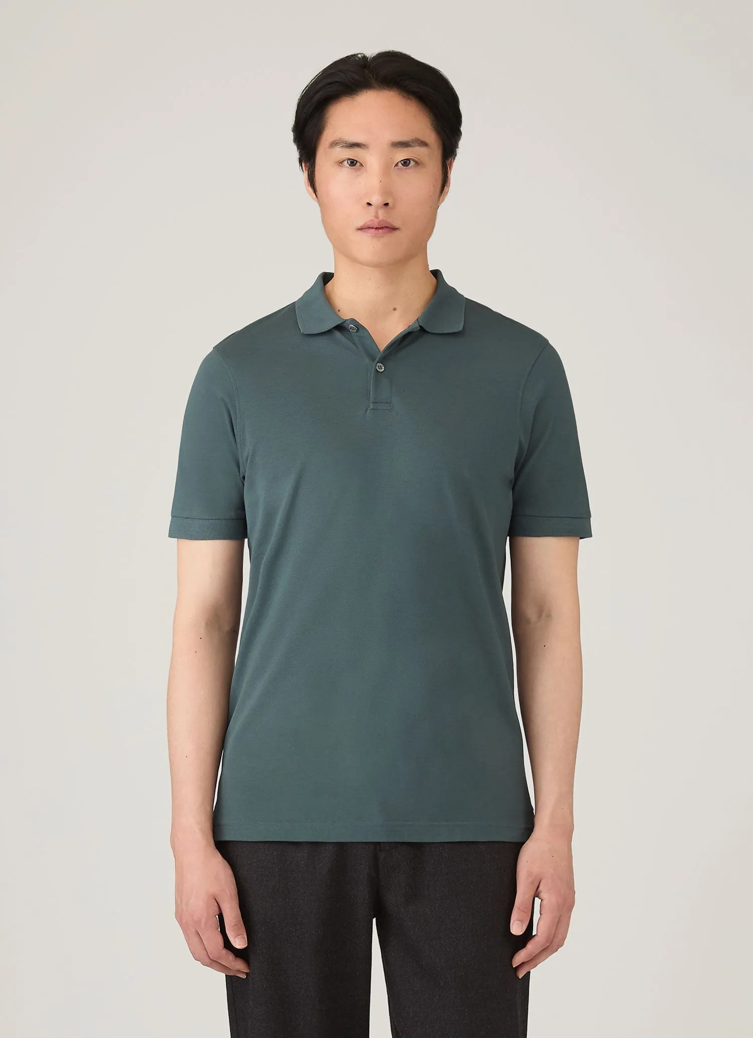 Men's Piqu?? Polo Shirt in Dark Petrol Non Iron Fabric Sporty and Stylish