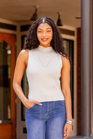 Farrah Ivory Mock Neck Sweater Tank AbrasionResistant