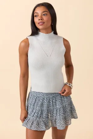 Open Glow Farrah Seafoam Mock Neck Sweater Tank