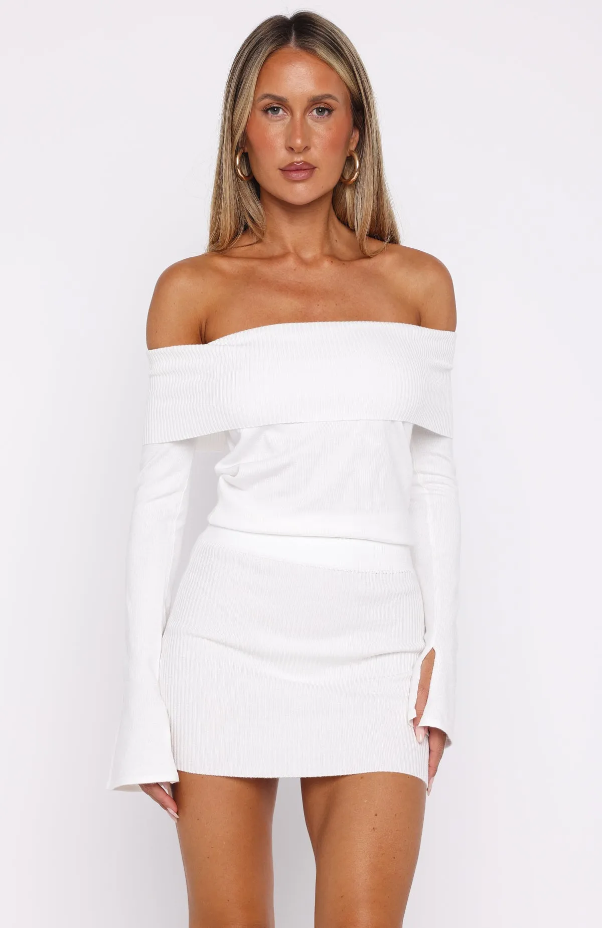 Parental Guidance Knit Mini Dress White Classic and Modern